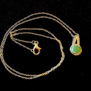 Peridot necklace with white zircon in silver